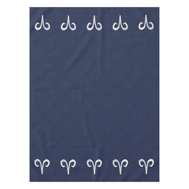 Modern Aries Zodiac Sign Blue Carbon Fibre Decor Tablecloth (Front)