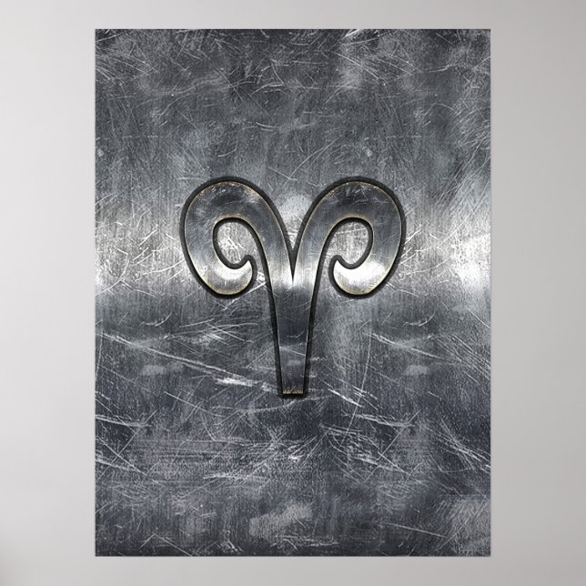Modern Aries Zodiac Sign Grunge Distressed Style (Front)
