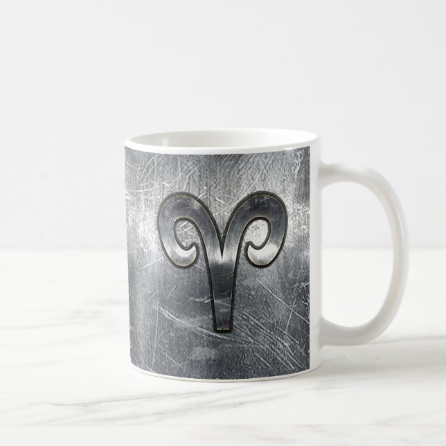 Modern Aries Zodiac Sign Grunge Distressed Style Coffee Mug (Right)