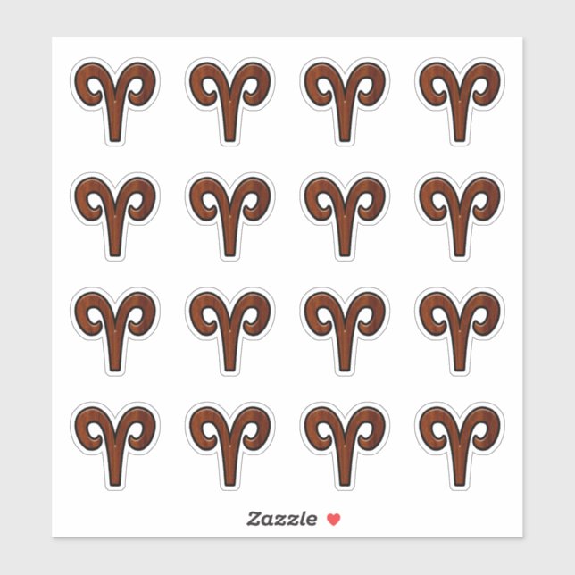 Modern Aries Zodiac Symbol in Mahogany like print (Sheet)