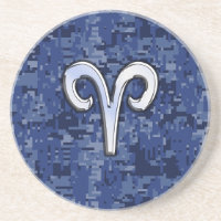 Modern Aries Zodiac Symbol Navy Blue Digital Camo