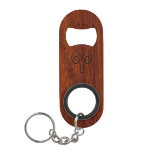 Modern Aries Zodiac Symbol on Mahogany like print