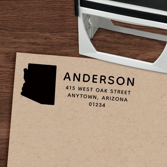 Modern ARIZONA State Shape Return Address Self-inking Stamp (Creator Uploaded)