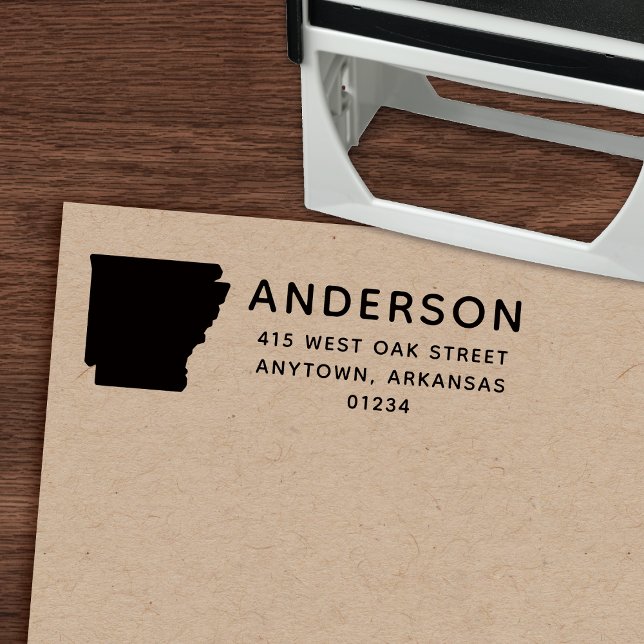 Modern ARKANSAS State Shape Return Address Self-inking Stamp (Creator Uploaded)