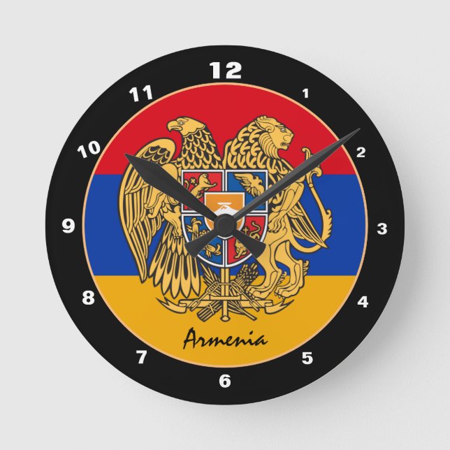 Modern Armenian Flag, Armenia Home / design Round Clock (Front)