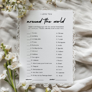 Modern Around The World Bridal Shower Game Card