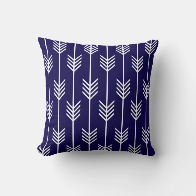 Modern Arrow Fletching Pattern Cobalt Blue Cushion (Front)