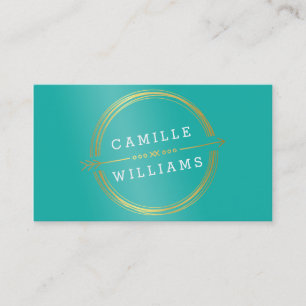 MODERN ARROW gold foil rustic hand drawn jade Business Card