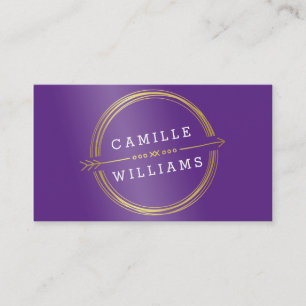 MODERN ARROW gold foil rustic hand drawn purple Business Card