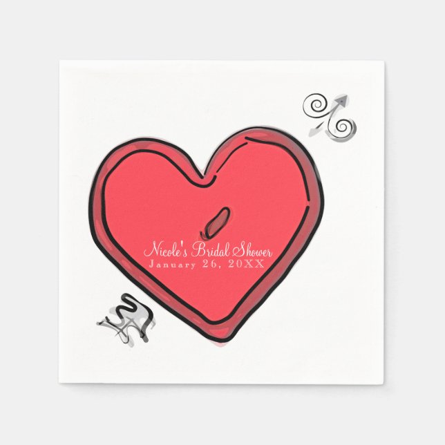 Modern Arrow & Heart Valentines Custom Chic Party Napkin (Front)