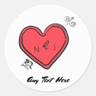 Modern Arrow & Heart Valentines Party Favour Classic Round Sticker
