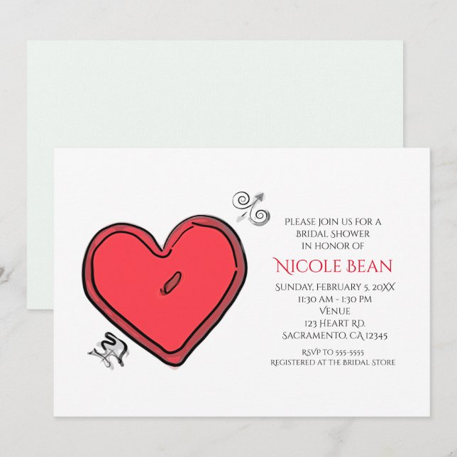 Modern Arrow & Heart Valentines Party Invitation (Front/Back)