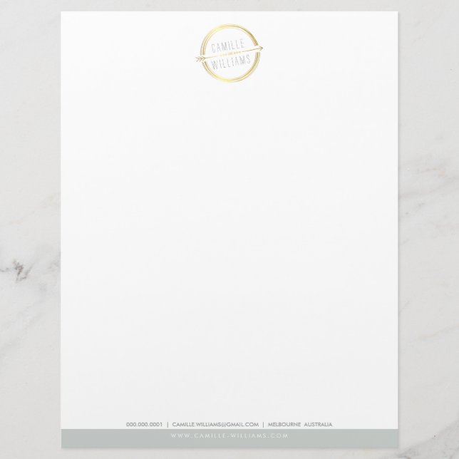 MODERN ARROW LOGO gold foil rustic hand drawn Letterhead Template (Front)