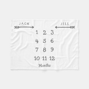 Modern Arrow Twin Milestone Baby Blanket