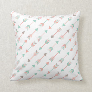 Modern Arrows Pillow in mint and coral