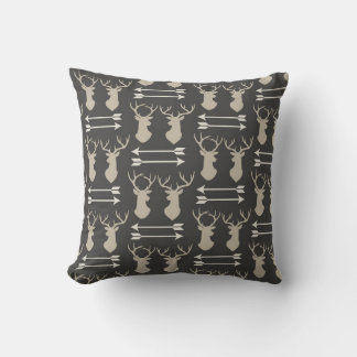 Modern arrows stag head black white taupe cushion