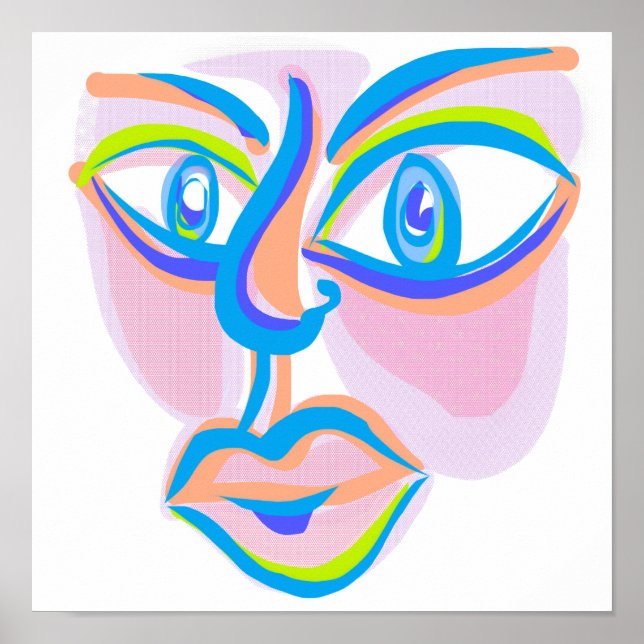 Modern Art Abstract Face Poster (Front)