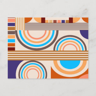 Modern Art Abstract Faux Bauhaus Pattern Postcard