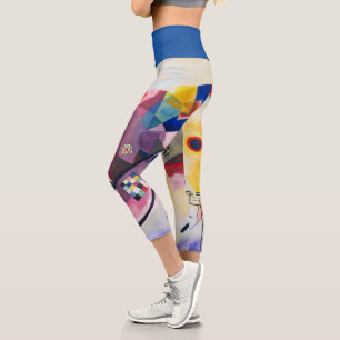 Modern Art Abstract Kandinsky Yellow Red Blue Capri Leggings