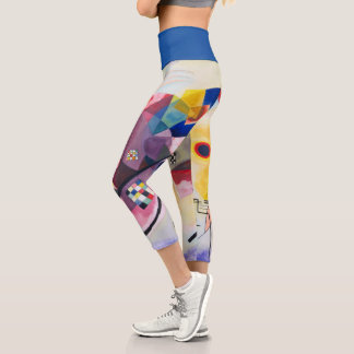 Modern Art Abstract Kandinsky Yellow Red Blue Capri Leggings