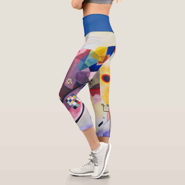 Modern Art Abstract Kandinsky Yellow Red Blue Capri Leggings (Left)