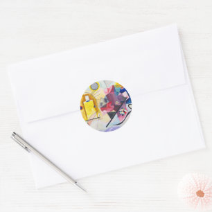 Modern Art Abstract Kandinsky Yellow Red Blue Classic Round Sticker