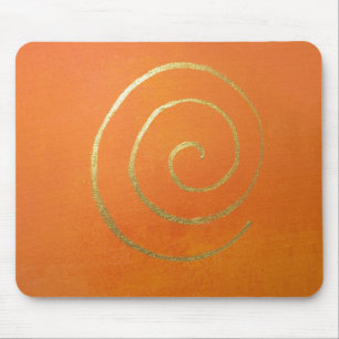 Modern Art Abstract Orange And Gold Painting Mouse Mat