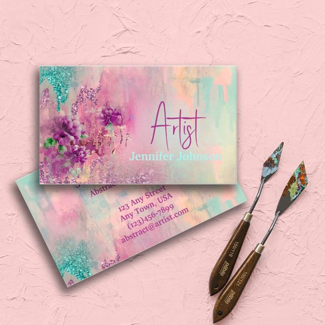 Modern Art Abstract  Paint Watercolor Artist  Business Card (Creator Uploaded)