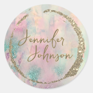 Modern Art Abstract  Paint Watercolor Artist  Classic Round Sticker