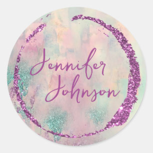 Modern Art Abstract Paint Watercolor Artist  Classic Round Sticker