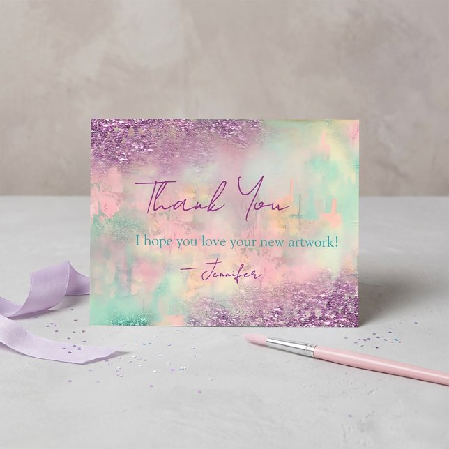Modern Art Abstract Paint Watercolor Artist Thank You Card (#WatercolorDesign
#CreativeBrand
#FeminineBranding
#ArtBusiness
#ArtistPackaging
#SmallBusinessBrand)