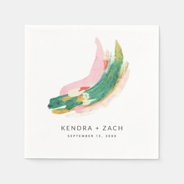 Modern Art Abstract Painted Strokes Wedding Napkin (Front)
