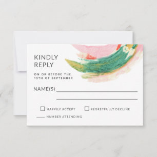 Modern Art Abstract Painted Strokes Wedding RSVP