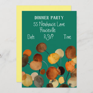 Modern art abstract tree Earthy Dinner Party Invitation