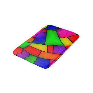 Modern Art, Artistic Colourful Mosaic Bath Mat