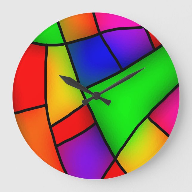 Modern Art, Artistic Colourful Mosaic Large Clock (Front)