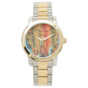 modern art autumn leaf colours original stylised watch