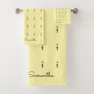 Modern Art Awesome Blue Floral Pattern Bath Towel