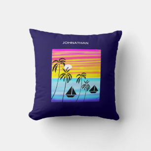 Modern Art Awesome Tropical Sunset Sailing Cushion