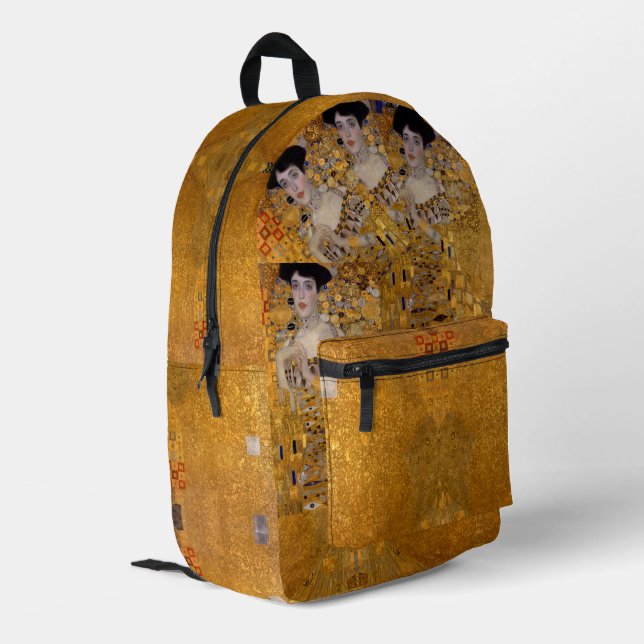 Modern Art bag, Adele, Lady in Gold, Gustav Klimt Printed Backpack (Back Corner Left)