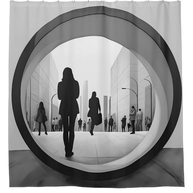 Modern Art Black and White Shower curtain (Front)