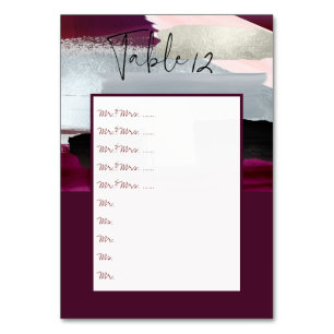 Modern Art Burgundy+Blush Table Nos. pin to board Number