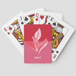 Modern Art Calla Lily Red Pink Monogram Playing Cards