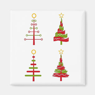 Modern Art Christmas Trees Magnet