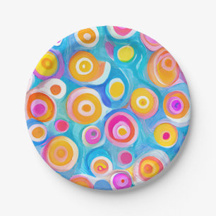 Modern Art Circles Colourful Artisan Fun Paper Plate