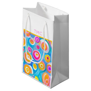 Modern Art Circles INITIALS Colourful Fun Small Gift Bag