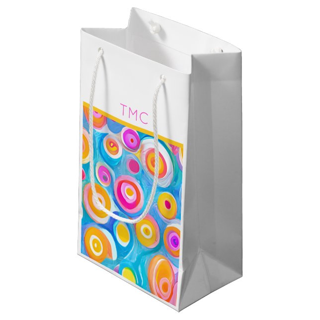 Modern Art Circles INITIALS Colourful Fun  Small Gift Bag (Front Angled)