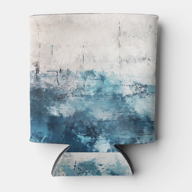 Modern Art: Colourful Abstract Brushstrokes Can Cooler (Front)
