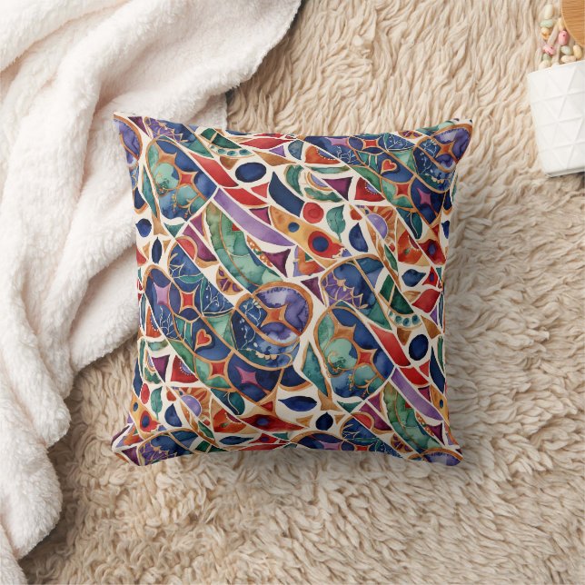 Modern Art Colourful Mosaic  Cushion (Blanket)