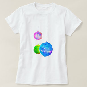 Modern art colourful pink and blue Christmas baubl T-Shirt
